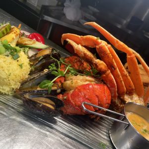 Rock Caribbean Lobster tail with Snow Crab Claw