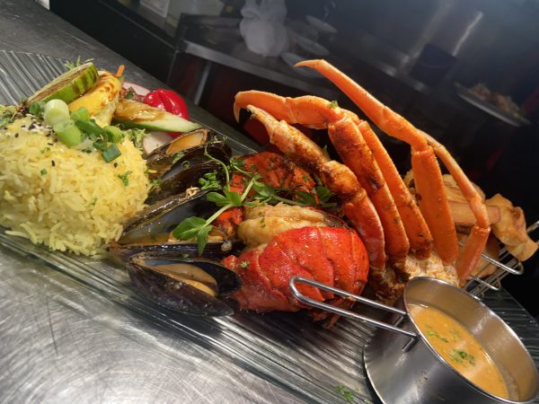 Rock Caribbean Lobster tail with Snow Crab Claw